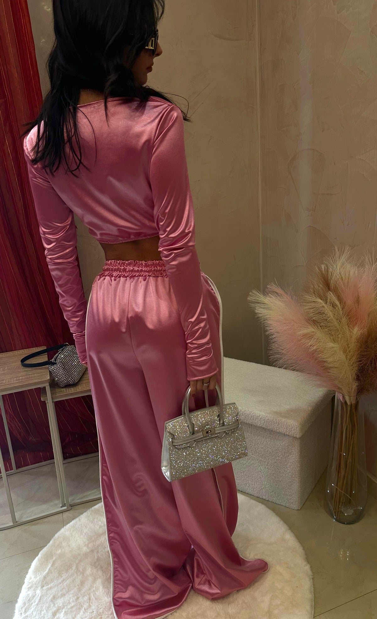 COORD SET PINK VELVET