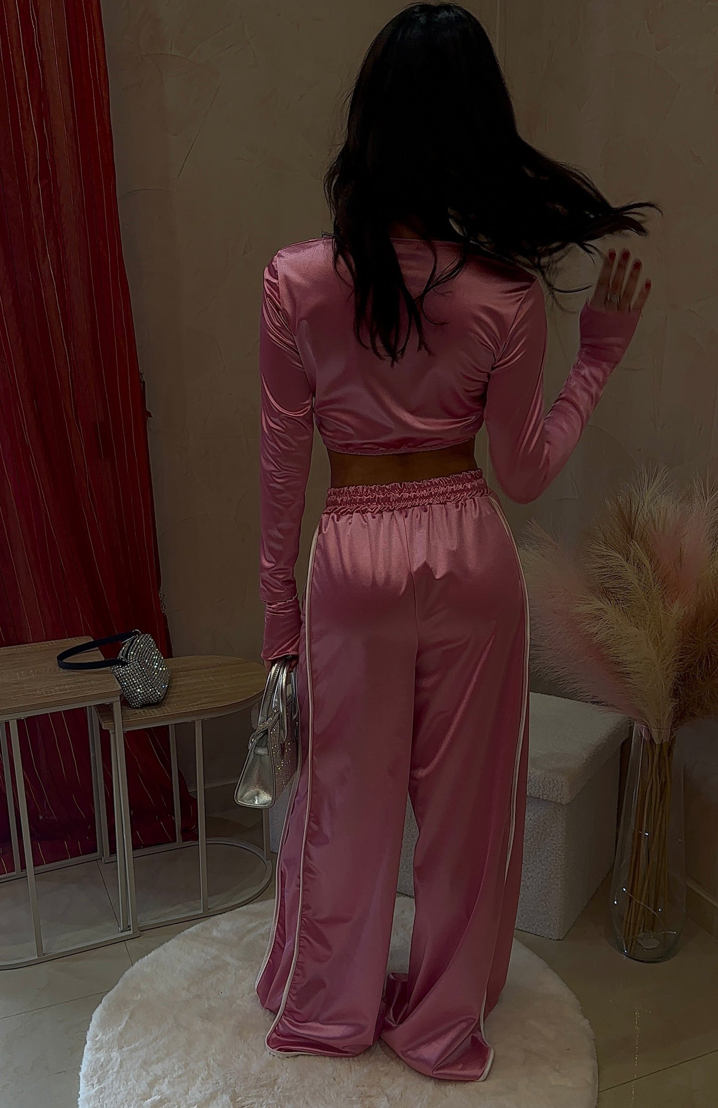 COORD SET PINK VELVET